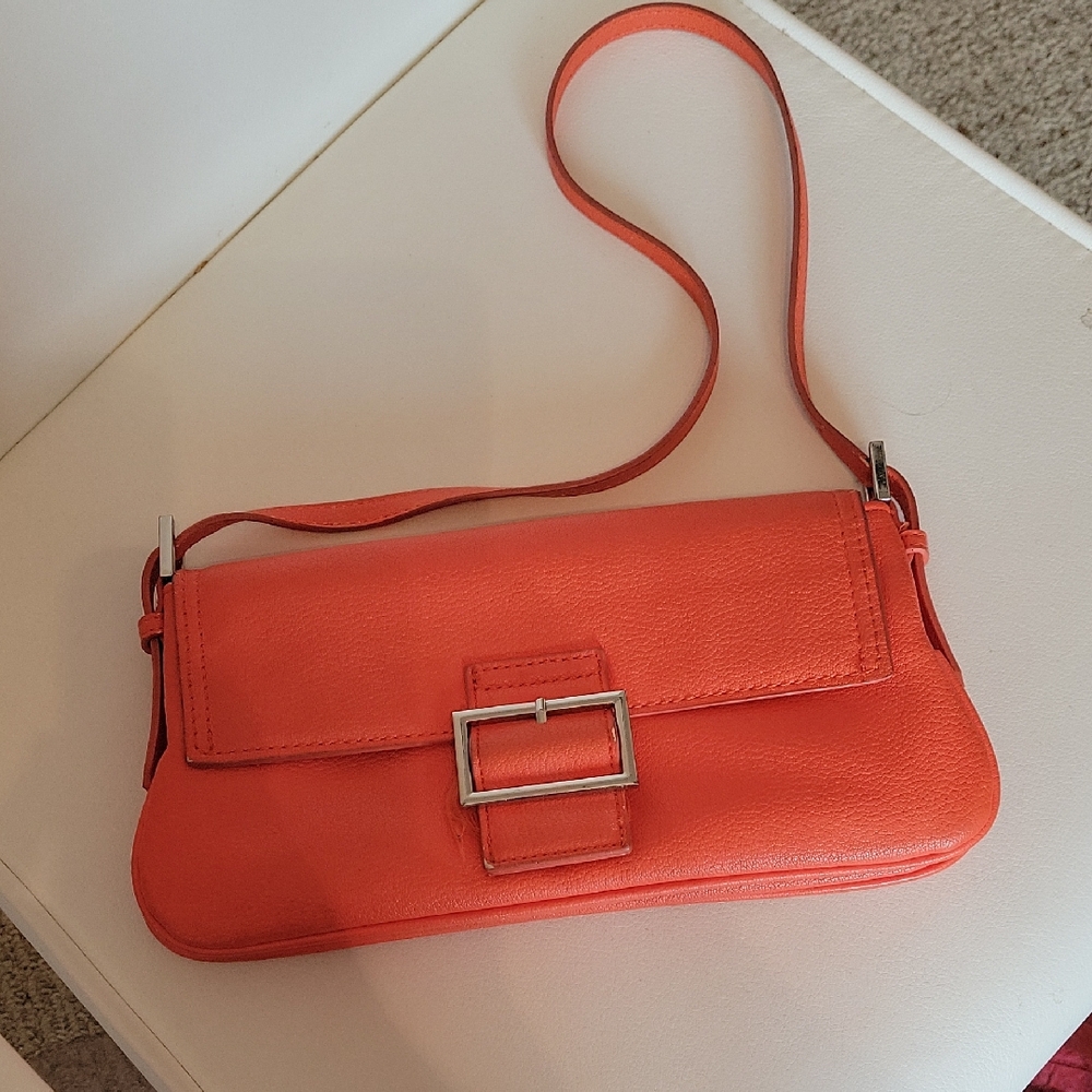 Stylish Orange Leather Shoulder Bag